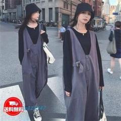 サロペット オールインワン オーバーオール 長ズボン ワイドパンツ ノ[ued4