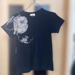 黒 和柄プリント 半袖Tシャツ
