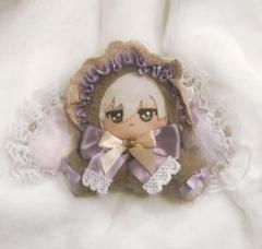 【約16cm 】手が動く♡肉球おすわりぬい服 アンティークパープル 垂れ耳うさぎ 約16cm 】手が動く♡肉球おすわりぬい服ホワイト×チョコレート