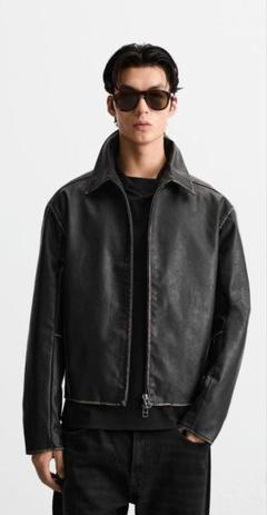 ZARA MAN ザラ メンズ レザージャケット ジップ 本革 新品未使用品 大人気☆ZARA(ザラ)☆定番ライダース フェイクレザージャケット