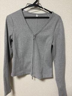 GU グレー ジップアップ 長袖カーディガン