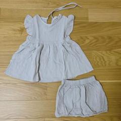 女の子 セットアップ 100 グレー 上下 セット 子供服 肩フリル ブルマ