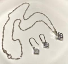 お得❣️2セット シルバー925ネックレスとピアス ✨高級モアサナイトダイヤモン