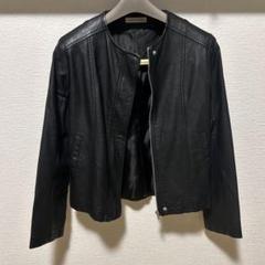 美品 アルアバイル ライダースジャケット M相当 ラムレザー ノーカラー 黒 美品 アルアバイル ライダースジャケット M相当 ラムレザー ノー