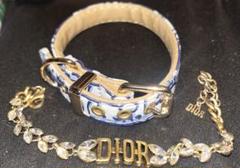 Dior ロゴ　犬首輪　リーフクリスタル ゴールドブレスレット　セットまとめ売り
