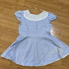Mezzo Piano 水色 ストライプ 半袖ワンピース　チュニック120サイズ