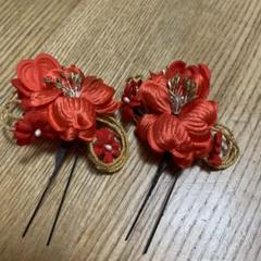 再販【Mサイズ 紅】椿 ツバキ つばき つまみ細工髪飾り 布花