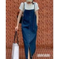 デニムサロペット♡オールインワン♡スカート カジュアル ゆったり 体型カバー