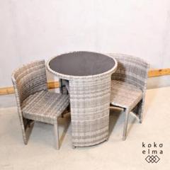 bokupurin 様ラタン ガーデンテーブル&チェアセット 籐家具 ガラス天板 bokupurin 様ラタン ガーデンテーブル&チェアセット 籐家具