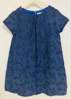 ZARA kidsネイビー葉柄半袖ワンピース