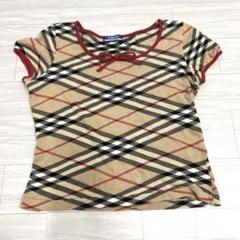 新品　タグ付き　バーバリー ブルーレーベル　カットソー リボン　半袖　チェック バーバリーブルーレーベル BURBERRY BLUE LABEL カットソー 半袖