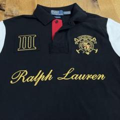 Polo Ralph Lauren　ラガーシャツ　M　ブラック　ベア刺繍　希少 ポロラルフローレン 刺繍 ラガーシャツ ポロシャツ 黒✖️白