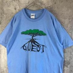 Z3493古着　Tシャツ ブルー　バックプリント　90s Y2K