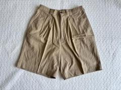 麻混ベージュ タック　ショートパンツ　 サイズ　M