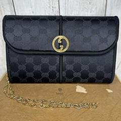 【良品】オールドグッチ インターロッキング　クラッチバッグ　ブラック Vintage Gallery Rococo OLD GUCCI 世界No.1のコレクション！
