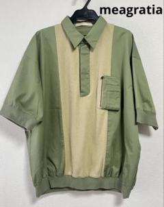 meagratia オリーブグリーン 半袖シャツ ポケット付き ☆ 美品のサムネイル