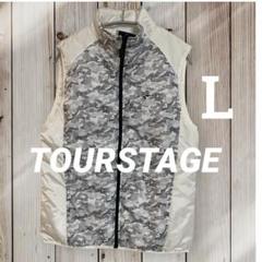tour stage ベストフルジップ 中綿ベスト ホワイト カモフラ柄 tour stage ベストフルジップ 中綿ベスト ホワイト カモフラ柄