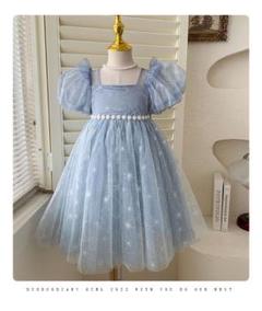 子どもドレス　ベビードレス　ドレス　結婚式　発表会　90 ブルー　チュール