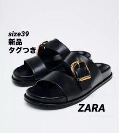 ZARA｜ザラ フラットサンダル 黒 バックル付き フェイクレザー 2025年最新】zara バックルフラットサンダルの人気アイテム