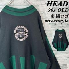 《激レア》90s OLD HEAD 刺繍ロゴ ニット セーター ストリート 古着