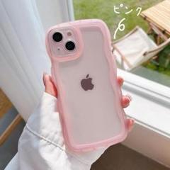 iPhone14ケース　ピンク　クリア　かわいい　なみなみ　うねうね