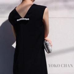 【極美品・1度だけ着用】ヨーコチャン バックパールワンピース ネイビー 36 S