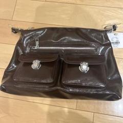 Loueme バックルダブルポケットショルダーバッグ ブラウン