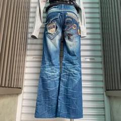 新品未使用　ラメ入りフレアーデニム　ビジュアル系　y2kコムサ　定価37800円 002 FLARE DENIM [BLUE USED] - WUNDER 大阪 セレクトショップ