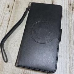 Redmi Note 10 Pro ケース 手帳型 スマイル柄 ブラック