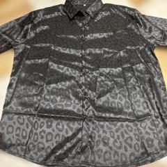 新品 レオパード ヒョウ柄 ブラック シャツ アロハ 光沢