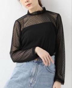 SLOBE IENA スローブイエナ ドット チュール ブラウス ブラックのサムネイル