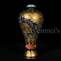 中国古美術・旧蔵宋汝窯・宋真宗御賜款彩繪龍紋梅瓶・彩絵・花瓶