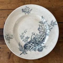【美品】 フランスアンティーク ラヴィエ サンタマン窯 鳥の花柄 プレート 平皿 美品】 フランスアンティーク ラヴィエ サンタマン窯 鳥の花柄