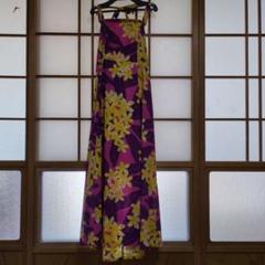 ccファッション フラダンス用ロングドレス 黒・オレンジ・緑・黄色の葉模様 ccファッション フラダンス用ロングドレス 黒・オレンジ・緑