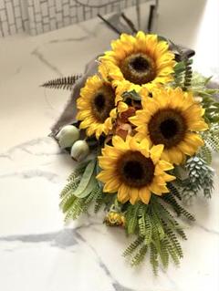 ひまわりの造花スワッグ