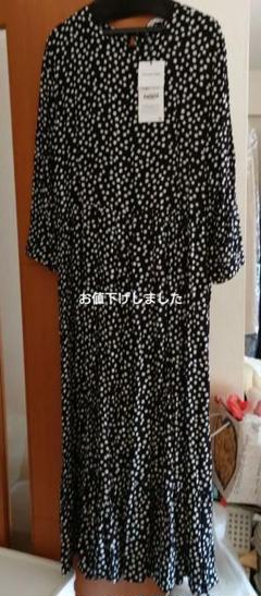 新品】ZARAドット柄ロングワンピースS - メルカリ