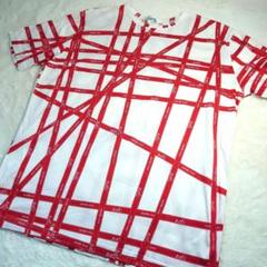 HERMES 半袖Tシャツ ホワイト/レッド リボンプリント IMG_3924.jpg