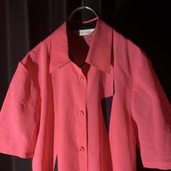 古着 90s 柄シャツ デザインシャツ レトロ ピンク ブラック 半袖 夏