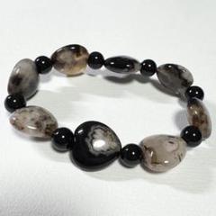【ハート瑪瑙】モノトーンに浮かぶ模様が美しい 天然石ブレスレット
