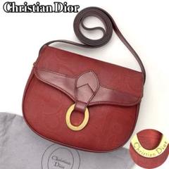 【極美品】ディオール ショルダーバッグ トロッター オーバル金具 レザー レッド