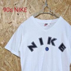 レア【90s NIKE】 銀タグ ワンポイント刺繍 デカロゴ サイズM ナイキ