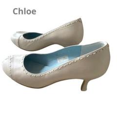 Chloe'クロエオープントゥベージュ レザー パンプス - メルカリ