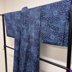 洗える着物　ポリエステル　小紋　青海波　菊花　ヱ霞　小花模様　着物　052t
