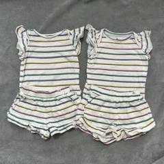 baby gapストライプ フリル付き ベビー服 2点セット 女の子　双子