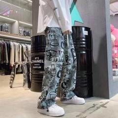 【個性的】メンズ　レディース　アルファベッド　ワイドパンツ　ジャージ　ストリート