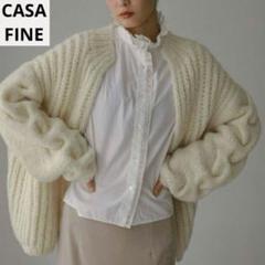 美品　CASA FLINE　アルパカハンドニットカーディガン　F　ホワイト