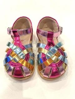 キッズ　メタリックカラー編み込みサンダル　17cm
