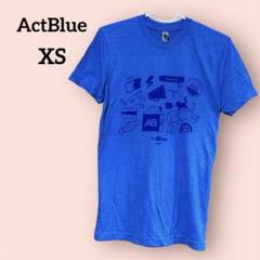 ActBlue Tシャツ青【XS】アクトブルーロゴTシャツ　イラスト半袖トップス