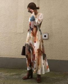 アメリヴィンテージ インクアート ワンピース　Ameri Ameri（アメリ）の「UNDRESSED AMELIA INK ART DRESS
