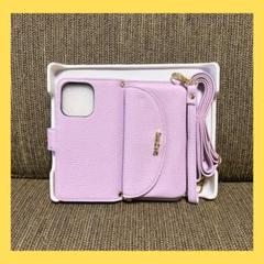 iPhone 15 Pro ケース 手帳型ケース ショルダー ストラップ 紫